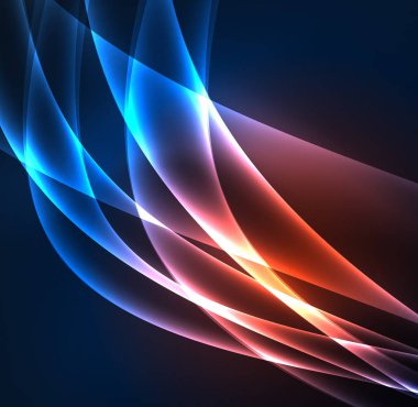 Enerji hatları, karanlıkta parlayan dalgalar vektör arka plan