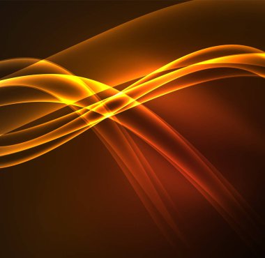 Enerji hatları, karanlıkta parlayan dalgalar vektör arka plan