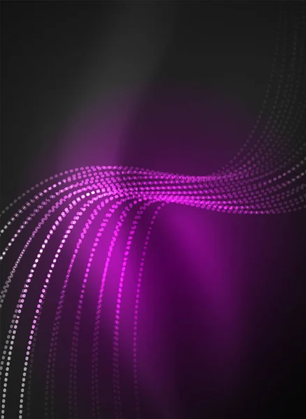 Glühende Welle mit Teilchen auf dunklem Hintergrund — Stockvektor