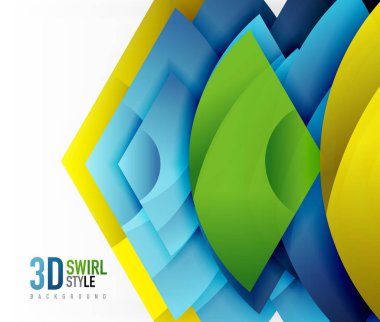 Girdap ve 3d efekti nesneleri, soyut şablon vektör tasarımı dalga