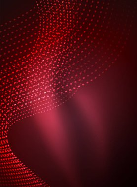 Parçacıklar koyu renk arka plan üzerinde oluşturulan parlayan dalga