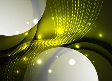 Parçacıklar koyu renk arka plan üzerinde oluşturulan parlayan dalga