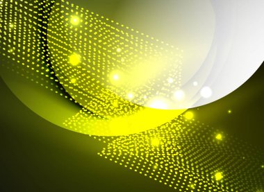 Parçacıklar koyu renk arka plan üzerinde oluşturulan parlayan dalga