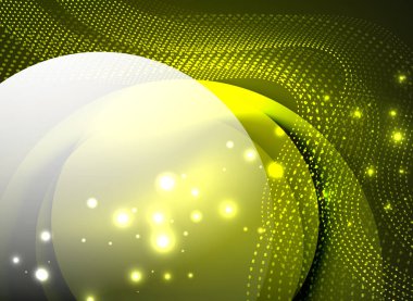 Parçacıklar koyu renk arka plan üzerinde oluşturulan parlayan dalga