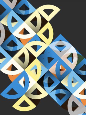 Kağıt daire kesim, mozaik mix geometrik desen tasarım