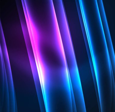 Enerji hatları, karanlıkta parlayan dalgalar vektör arka plan