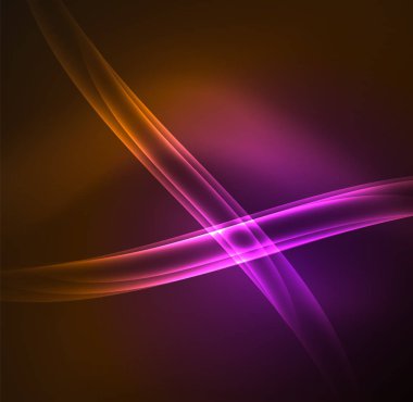 Enerji hatları, karanlıkta parlayan dalgalar vektör arka plan