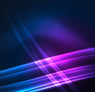 Enerji hatları, karanlıkta parlayan dalgalar vektör arka plan