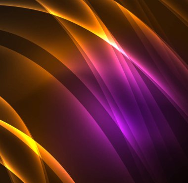 Enerji hatları, karanlıkta parlayan dalgalar vektör arka plan