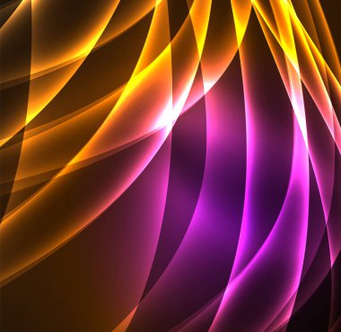 Enerji hatları, karanlıkta parlayan dalgalar vektör arka plan