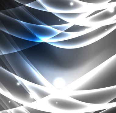 Enerji hatları, karanlıkta parlayan dalgalar vektör arka plan