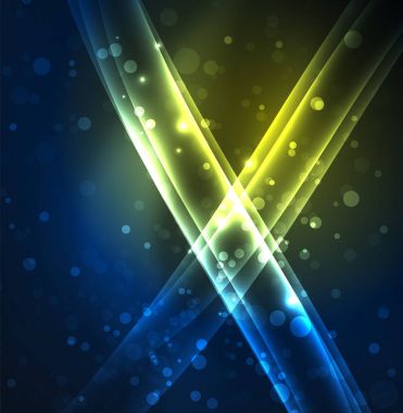 Enerji hatları, karanlıkta parlayan dalgalar vektör arka plan