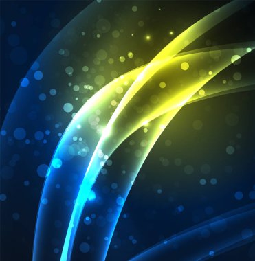 Enerji hatları, karanlıkta parlayan dalgalar vektör arka plan