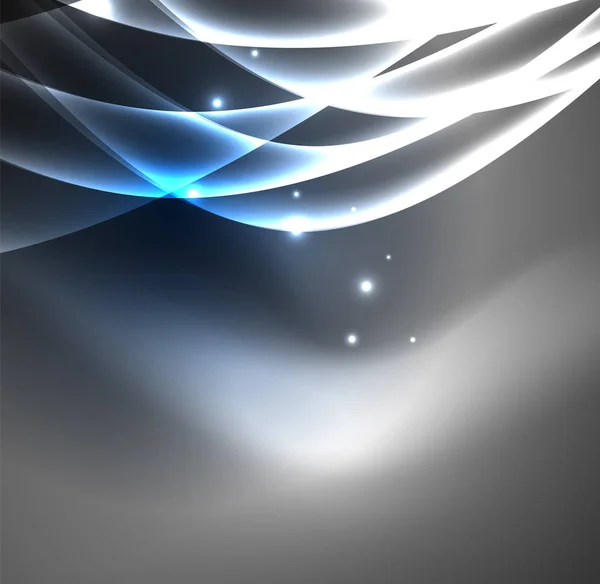 Líneas de energía, ondas brillantes en la oscuridad, vector de fondo abstracto — Vector de stock