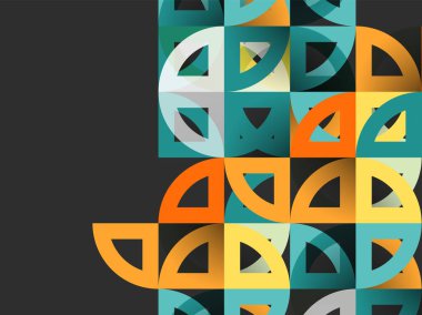 Kağıt daire kesim, mozaik mix geometrik desen tasarım