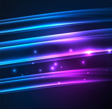 Enerji hatları, karanlıkta parlayan dalgalar vektör arka plan