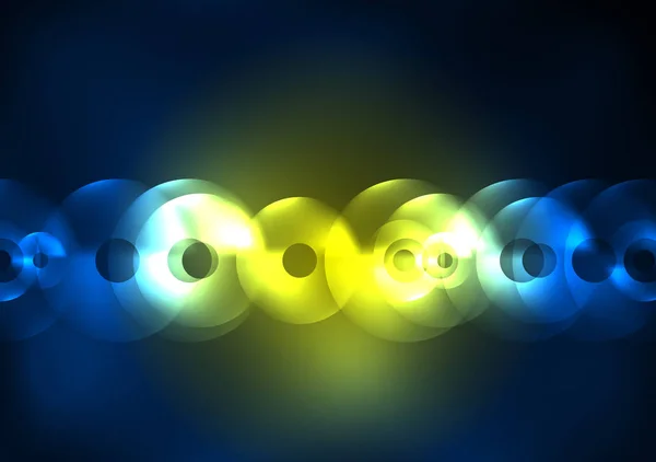 Cercles lumineux dans l'obscurité — Image vectorielle