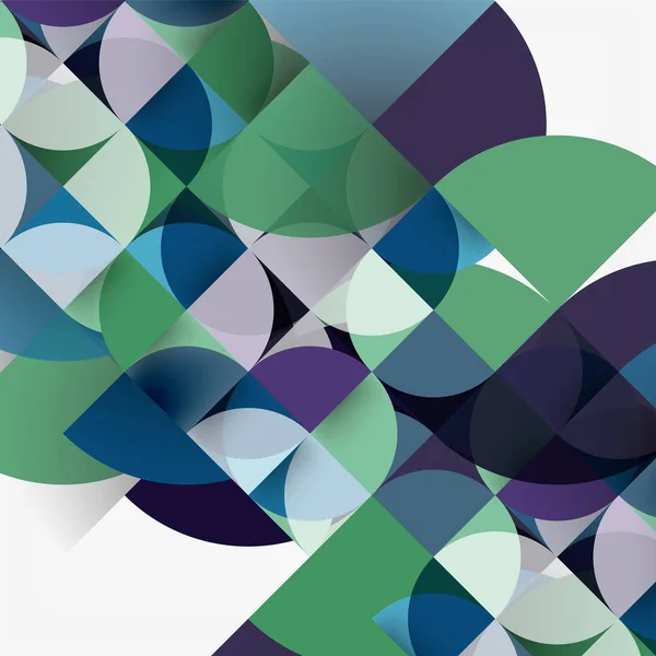 Mosaik skär papper cirklar, och blanda geometriska mönsterdesign — Stock vektor