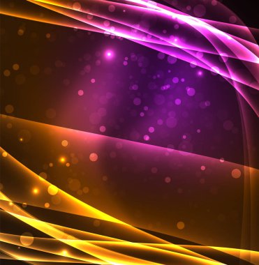 Enerji hatları, karanlıkta parlayan dalgalar vektör arka plan