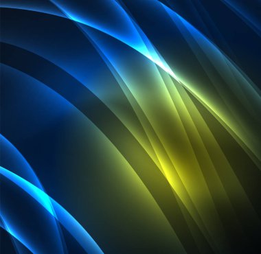 Enerji hatları, karanlıkta parlayan dalgalar vektör arka plan