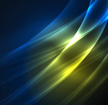 Enerji hatları, karanlıkta parlayan dalgalar vektör arka plan