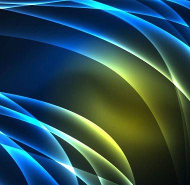 Enerji hatları, karanlıkta parlayan dalgalar vektör arka plan