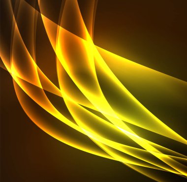 Enerji hatları, karanlıkta parlayan dalgalar vektör arka plan