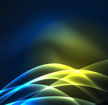 Enerji hatları, karanlıkta parlayan dalgalar vektör arka plan