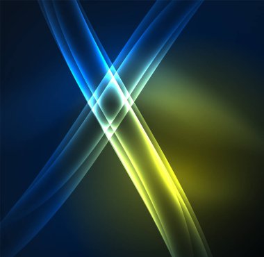 Enerji hatları, karanlıkta parlayan dalgalar vektör arka plan