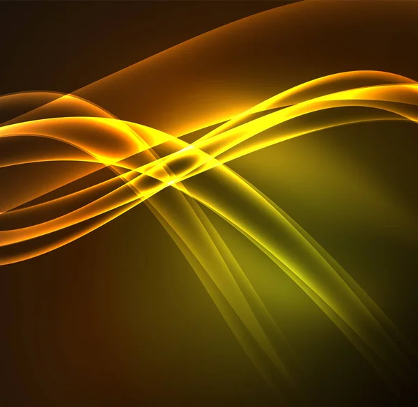 Enerji hatları, karanlıkta parlayan dalgalar vektör arka plan — Stok Vektör