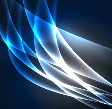 Enerji hatları, karanlıkta parlayan dalgalar vektör arka plan