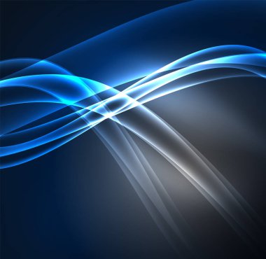 Enerji hatları, karanlıkta parlayan dalgalar vektör arka plan