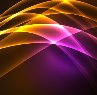 Enerji hatları, karanlıkta parlayan dalgalar vektör arka plan