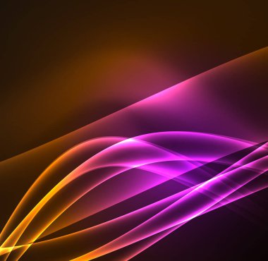 Enerji hatları, karanlıkta parlayan dalgalar vektör arka plan