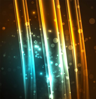 Enerji hatları, karanlıkta parlayan dalgalar vektör arka plan