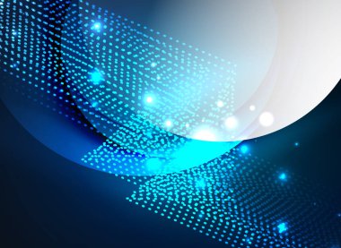 Parçacıklar koyu renk arka plan üzerinde oluşturulan parlayan dalga