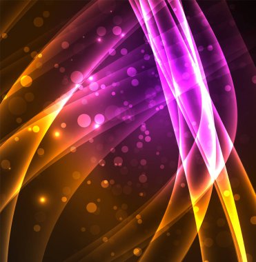 Enerji hatları, karanlıkta parlayan dalgalar vektör arka plan