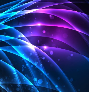 Enerji hatları, karanlıkta parlayan dalgalar vektör arka plan