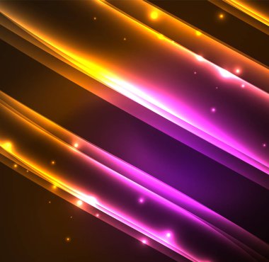 Enerji hatları, karanlıkta parlayan dalgalar vektör arka plan