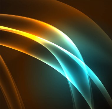 Enerji hatları, karanlıkta parlayan dalgalar vektör arka plan