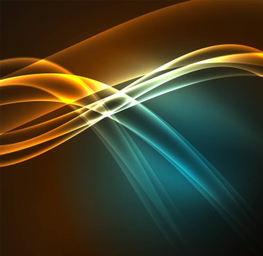 Enerji hatları, karanlıkta parlayan dalgalar vektör arka plan