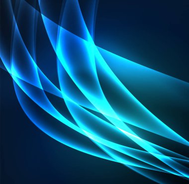 Enerji hatları, karanlıkta parlayan dalgalar vektör arka plan