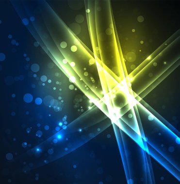 Enerji hatları, karanlıkta parlayan dalgalar vektör arka plan