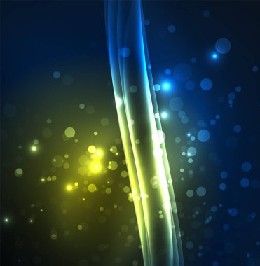 Enerji hatları, karanlıkta parlayan dalgalar vektör arka plan