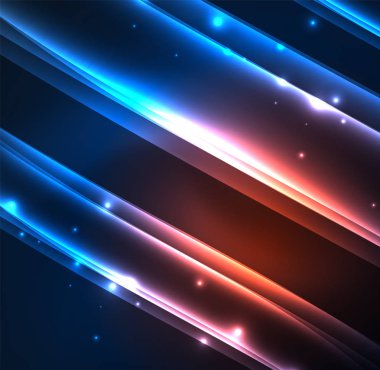 Enerji hatları, karanlıkta parlayan dalgalar vektör arka plan