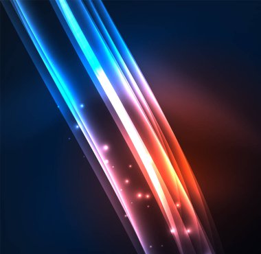 Enerji hatları, karanlıkta parlayan dalgalar vektör arka plan