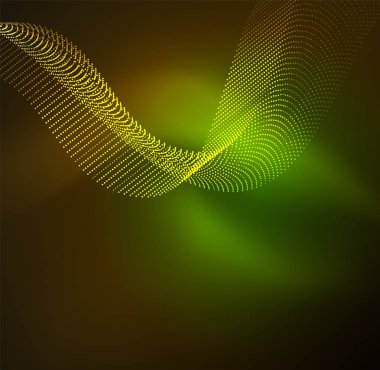 parlayan parçacıkların 3D ışıklı dalga