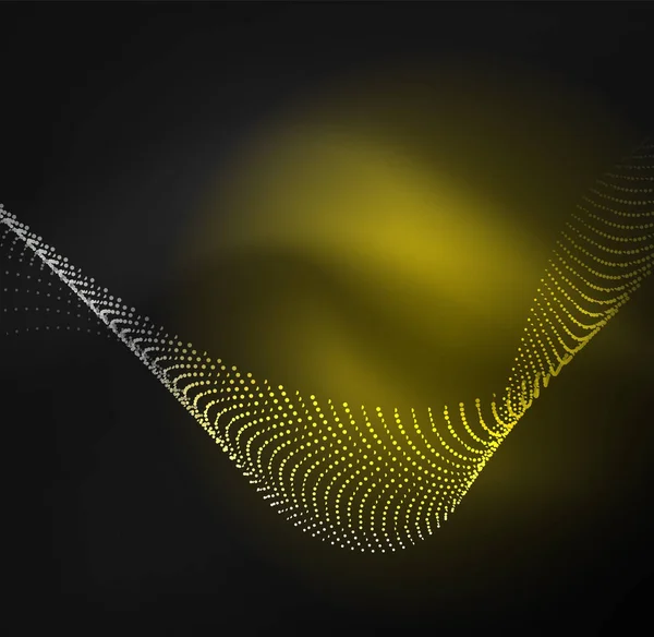 光る粒子の 3次元の照らされた波 — ストックベクタ
