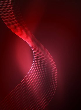 Parçacıklar koyu renk arka plan üzerinde oluşturulan parlayan dalga