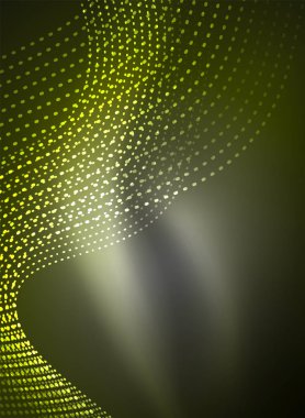 Parçacıklar koyu renk arka plan üzerinde oluşturulan parlayan dalga